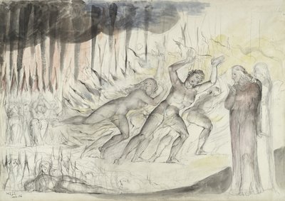 Dante and Virgil among the Blasphemers, illustration to the Divine Comedy by Dante Alighieri, 1824-27 by William Blake